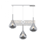 SOSPENSIONE CROMO 3 LUCI RETTANGOLARE VETRI FUME 1177CR-S3 R-FU