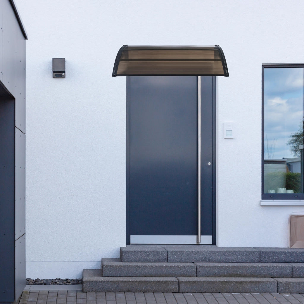 Pensilina per Ingresso Mellerud in Policarbonato 120 x 100 cm Marrone / Nero [en.casa]