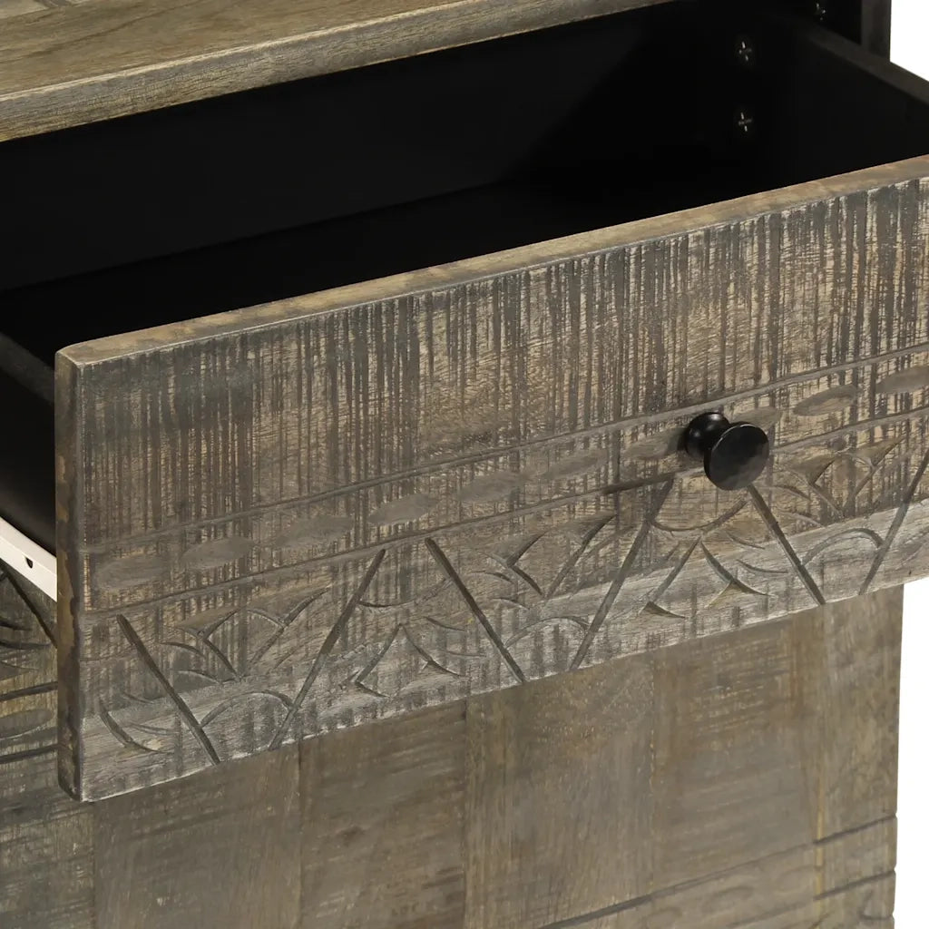 Comodino-Tavolino da notte Grigio Chiaro 50x33x60 cm in Legno Massello di Mango 374270