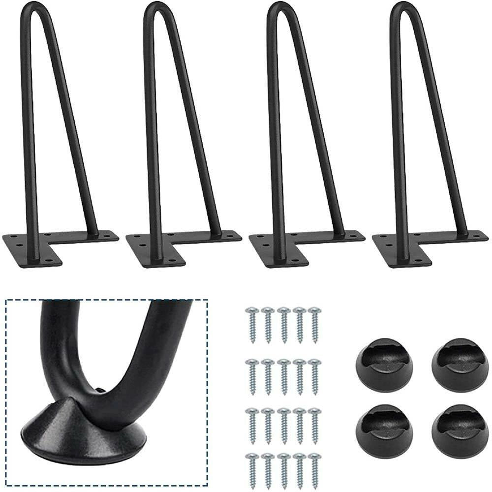 4x Gambe Piedi Tavolo Tavolino Mobili Sgabello 36cm Metallo Design Moderno Nero