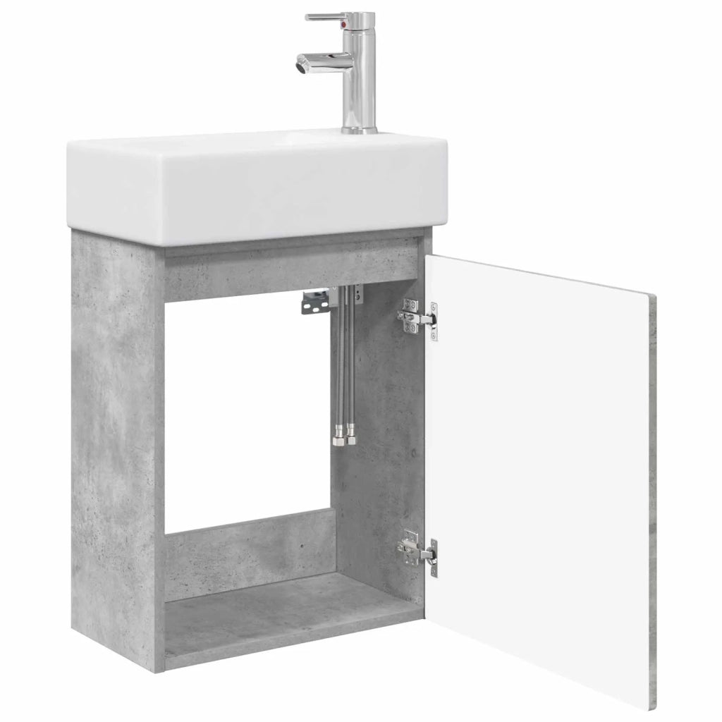 Mobile bagno con rubinetto Grigio Cemento 45,5 x 25,5 x 84 cm