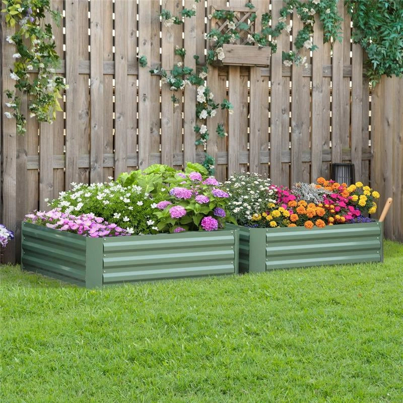 SET DI 2 LETTI PER ORTO RIALZATI IN ACCIAIO ZINCATO PER PIANTE E ORTAGGI, 100X100X30CM
