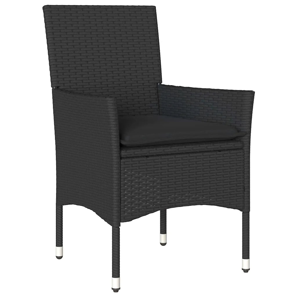Set da Pranzo da Giardino 3 pz | Set Salotto da Giardino con Cuscini Polyrattan e Vetro