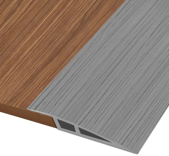 Striscia di transizione in PVC, 2M * 7CM, profilo di transizione autoadesivo, striscia di transizione per differenze di livello, copertura per pavimenti in parquet e laminati (grigio legno, per pavimenti da 15mm a 20mm)