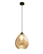 Lampada a Sospensione Gisella in Vetro Soffiato Ambra con Struttura in Metallo - Elegante Illuminazione d'Interni Ø260mm Attacco E27