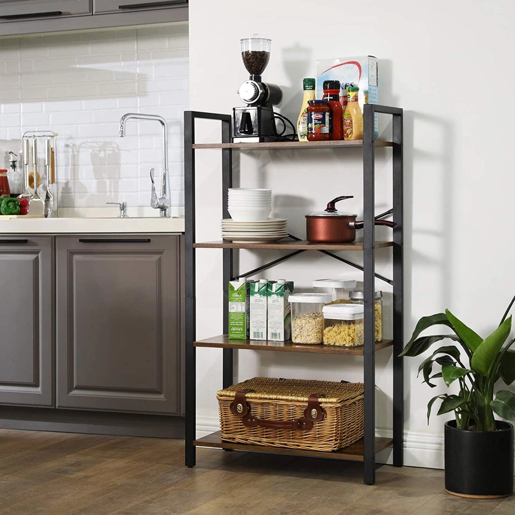 Libreria Valora LLS60BX in metallo marrone rustico a 4 ripiani
