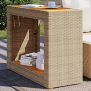 Tavolino da Giardino-Tavolo da Esterno-Tavolino da Patio Piano Legno Beige 100x40x75 cm Polyrattan