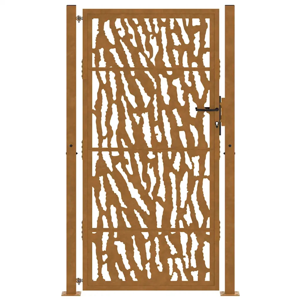 Cancello da giardino 100x175 cm in acciaio corten con design a traccia 4100987