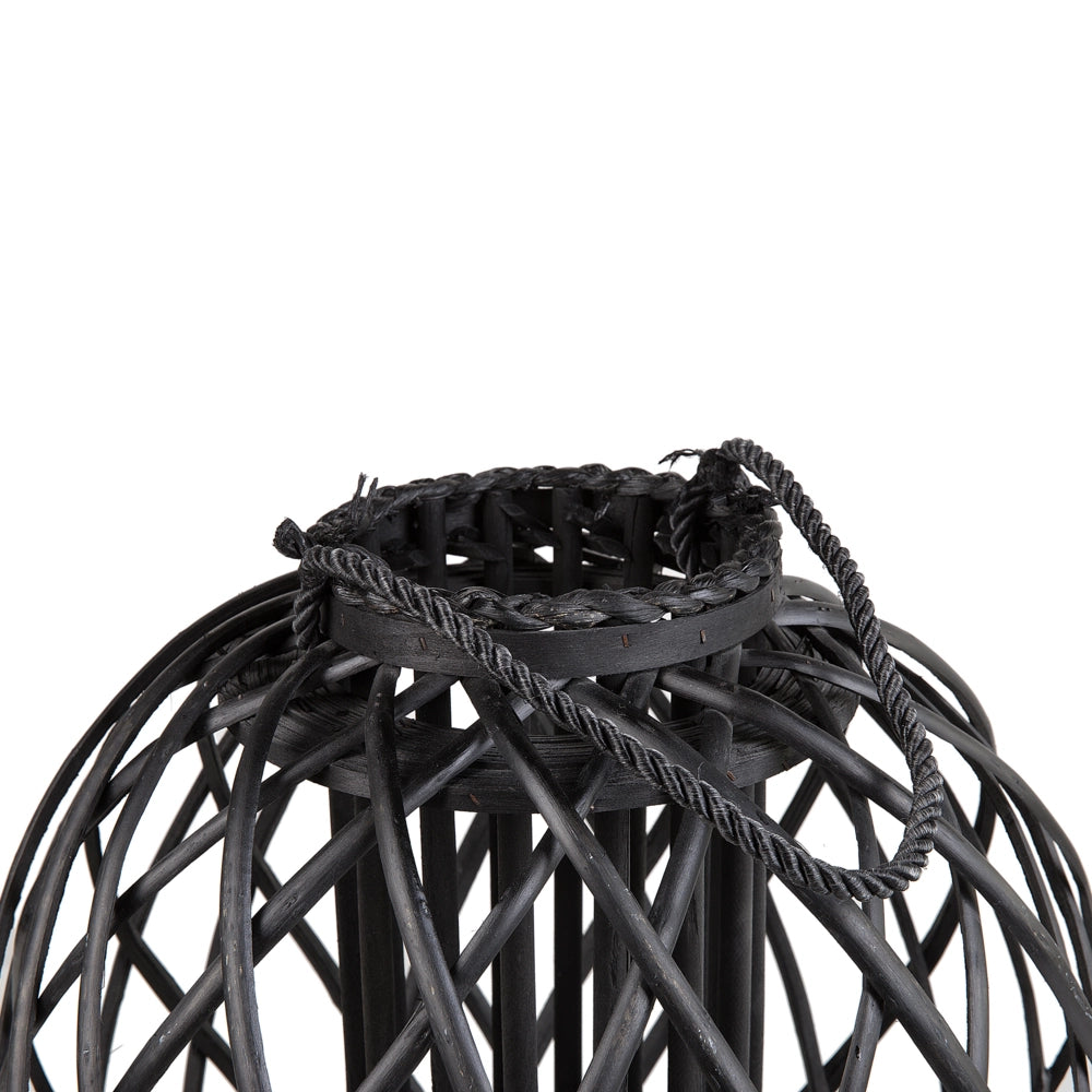 Lanterna in legno di salice Nero e vetro 41 cm rotonda per interni ed esterni scandinavi