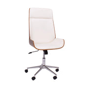 Svezia - Sedia da Ufficio Direzionale 54x109/119x42 cm in legno Parawood e Similpelle Bianco