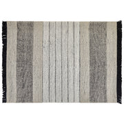 Tappeto beige e nero lana cotone 160 x 230 cm rettangolare intrecciato a mano con frange