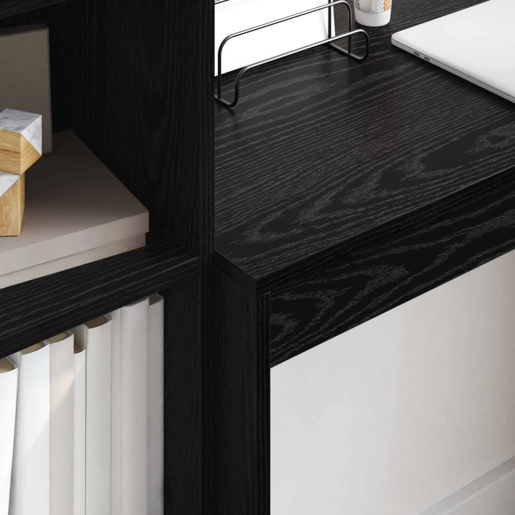Scrivania con cassetto con lo scaffale 2 pcs Rovere Nero 3337322
