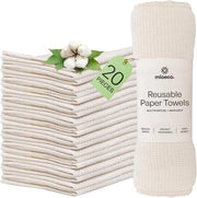 Asciugamani riutilizzabili in cotone organico del 100% - Alternativa ecologica al rotolo di cucina (20 pezzi)