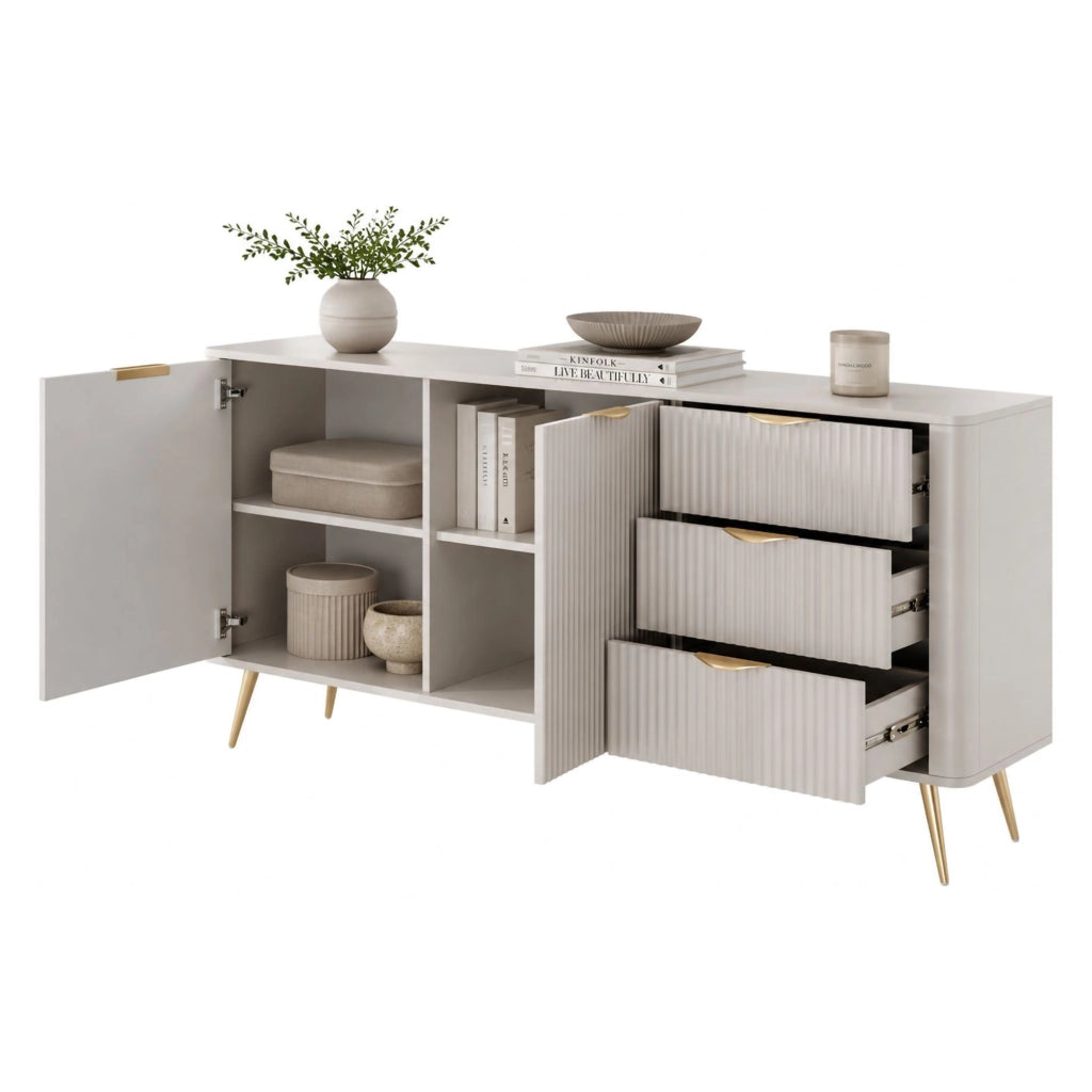 Madia Halilala, Credenza 3 Cassetti, 163x38x81h cm Beige