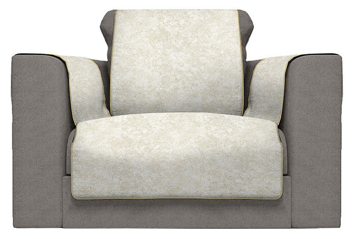 Copridivano con Copri Braccioli Seduta 125 cm in Poliestere e Cotone Panna