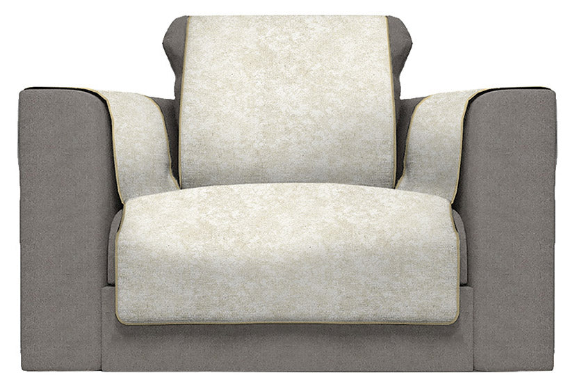 Copridivano con Copri Braccioli Seduta 125 cm in Poliestere e Cotone Panna