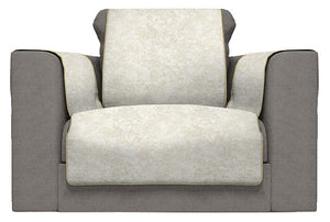 Copridivano con Copri Braccioli Seduta 60 cm in Poliestere e Cotone Panna