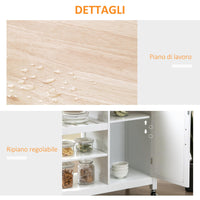 Carrello da Cucina 92x40x84 cm 1 Cassetto 1 Armadietto 3 Ripiani in MDF e Acciaio Bianco
