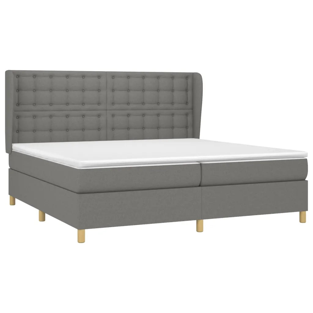Giroletto a Molle con Materasso Grigio Scuro 200x200 cm Tessuto 3128870