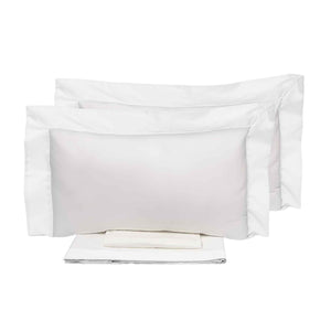 Set Lenzuola Sopra Sotto e Federe Bordi in Raso Garrini Eveline Avorio/Bianco Varie Misure