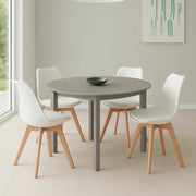 Set di 4 sedie da pranzo imbottite in polipropilene bianco Lola con struttura in legno facili da pulire | Duzzle