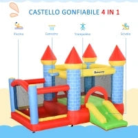 Castello Gonfiabile Gigante e Rimbalzante per Bambini 3-8 Anni con Scivolo, Piscina e Canestro, 280cmx260cmx210cm