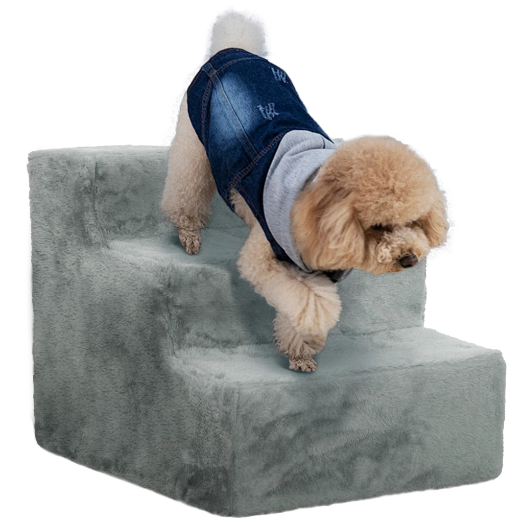 Scala per Animali Domestici 3 Gradini ¨C zephmum ¨C Grigio Chiaro 46x35x35