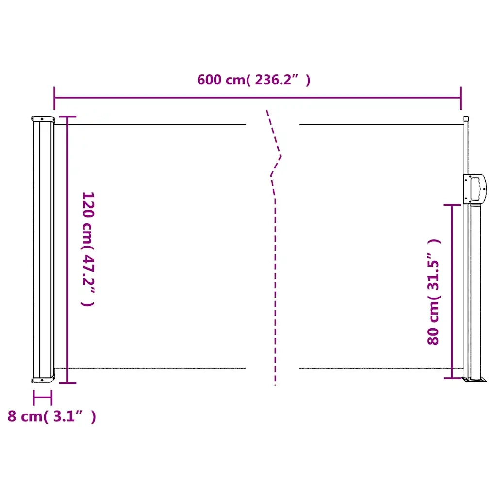 Tenda da Sole | Tenda parasole Laterale Retrattile Marrone 120x600 cm