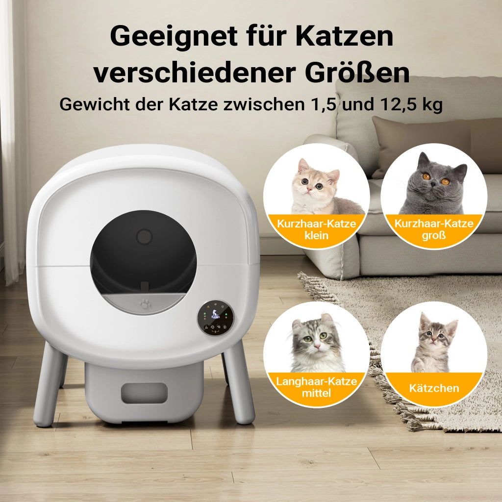 Fudajo Lettiera autopulente per gatti 76 L, lettiera automatica controllo con app e connessione USB, funzionamento manuale o automatico