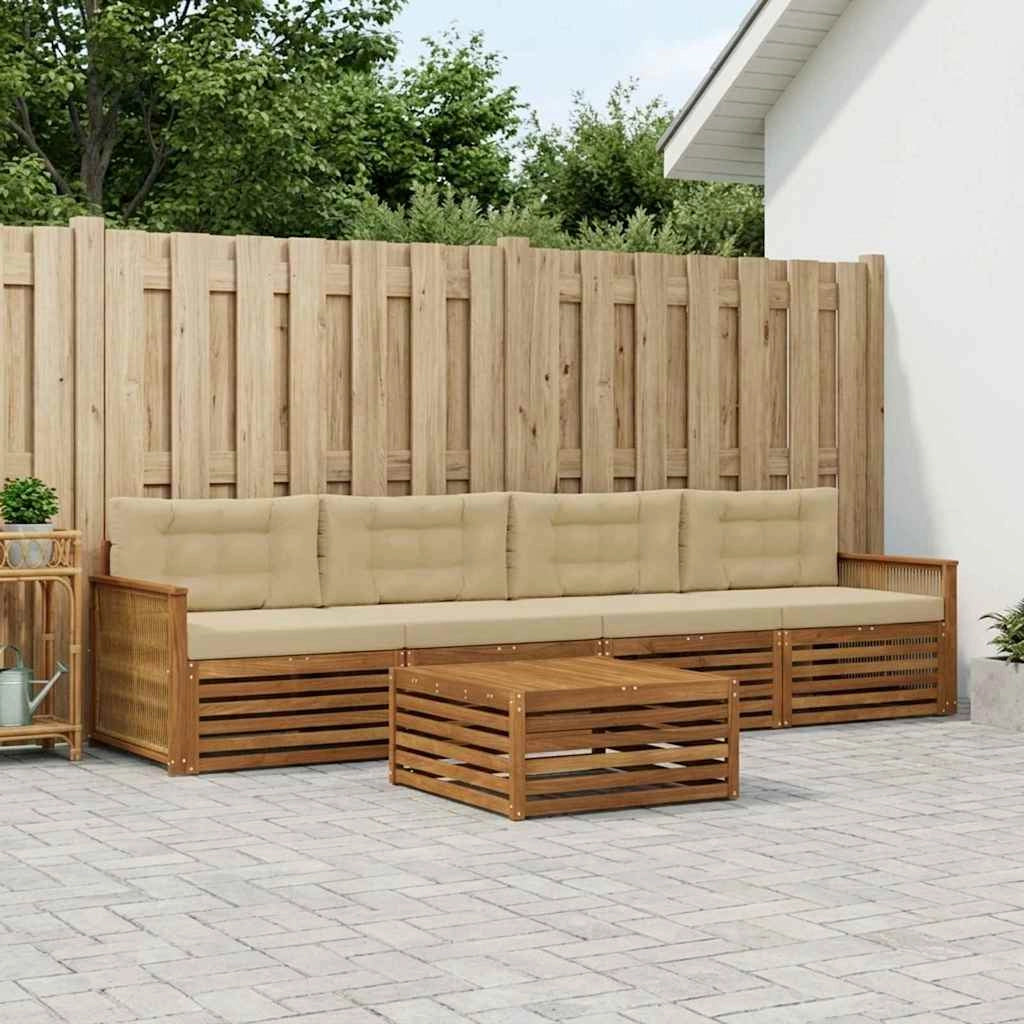 Set di divani da esterno 5 pz Naturale e Beige 3383001