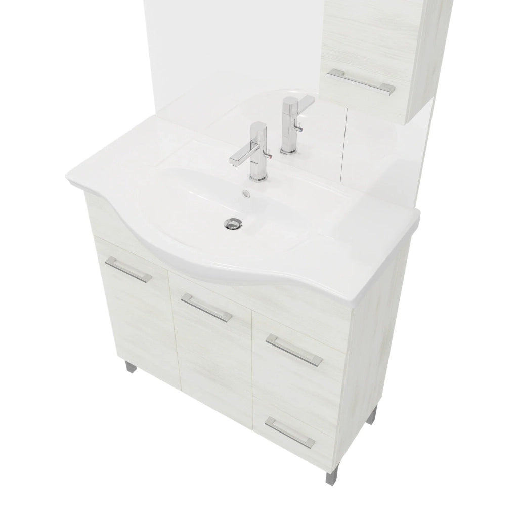 Composizione da bagno 3 ante da 85cm con cassetto , lavabo e specchiera con pensile e luci a led