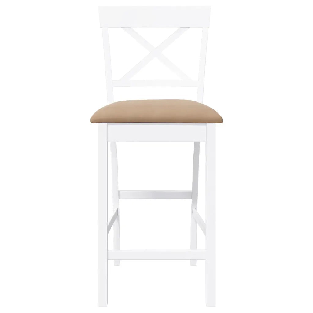 Sgabelli da Bar con Cuscini 2 pz Bianco Legno Massello di Hevea 4102554