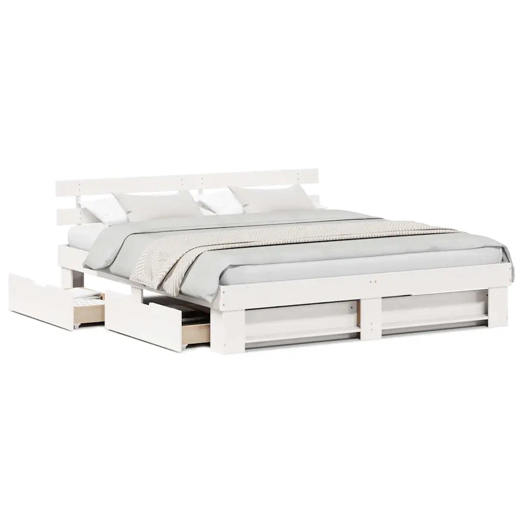 vidaXL Struttura del letto Bianco 200 x 200 cm Legno di pino massello