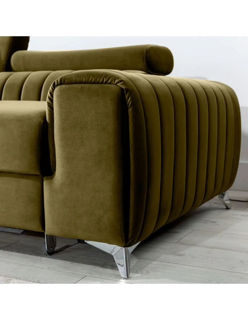 Divano ad angolo sinistro Verde oliva convertibile 3 posti JAYSON comfort modulabile