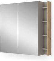Specchio contenitore bagno Edelin, Cachemire, 80 x 75 cm con ripiani, per montaggio a parete con superficie a specchio integrata