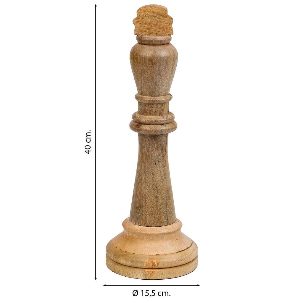 Pezzo degli scacchi del Re in legno di mango marrone d15,5x40h cm