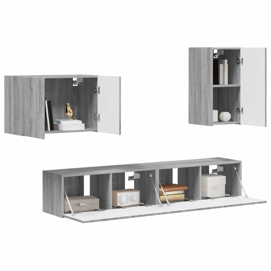 Set di Mobiletto da TV a Parete 4 pcs Grigio Sonoma 3408940