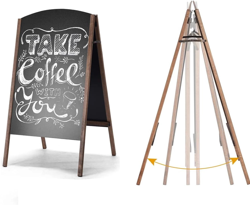 Lavagnetta per Presentazioni Pieghevole, a Doppia Faccia, Scrivibile e Cancellabile, Cavalletto e Cornice, Cartellone Pubblicitario per Ristorante, Bar Negozio, Caffeteria, 45X60X80 cm