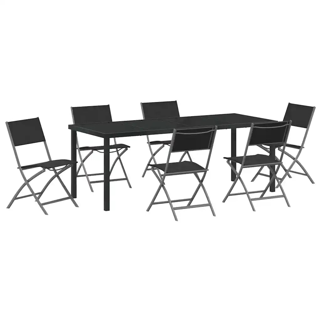 Set da Pranzo per Giardino 7 pcs Nero 3379378
