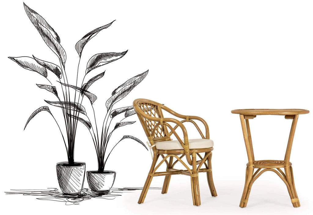 Poltrona da Giardino 54,5x60x80 cm in Rattan con Cuscino Cathina
