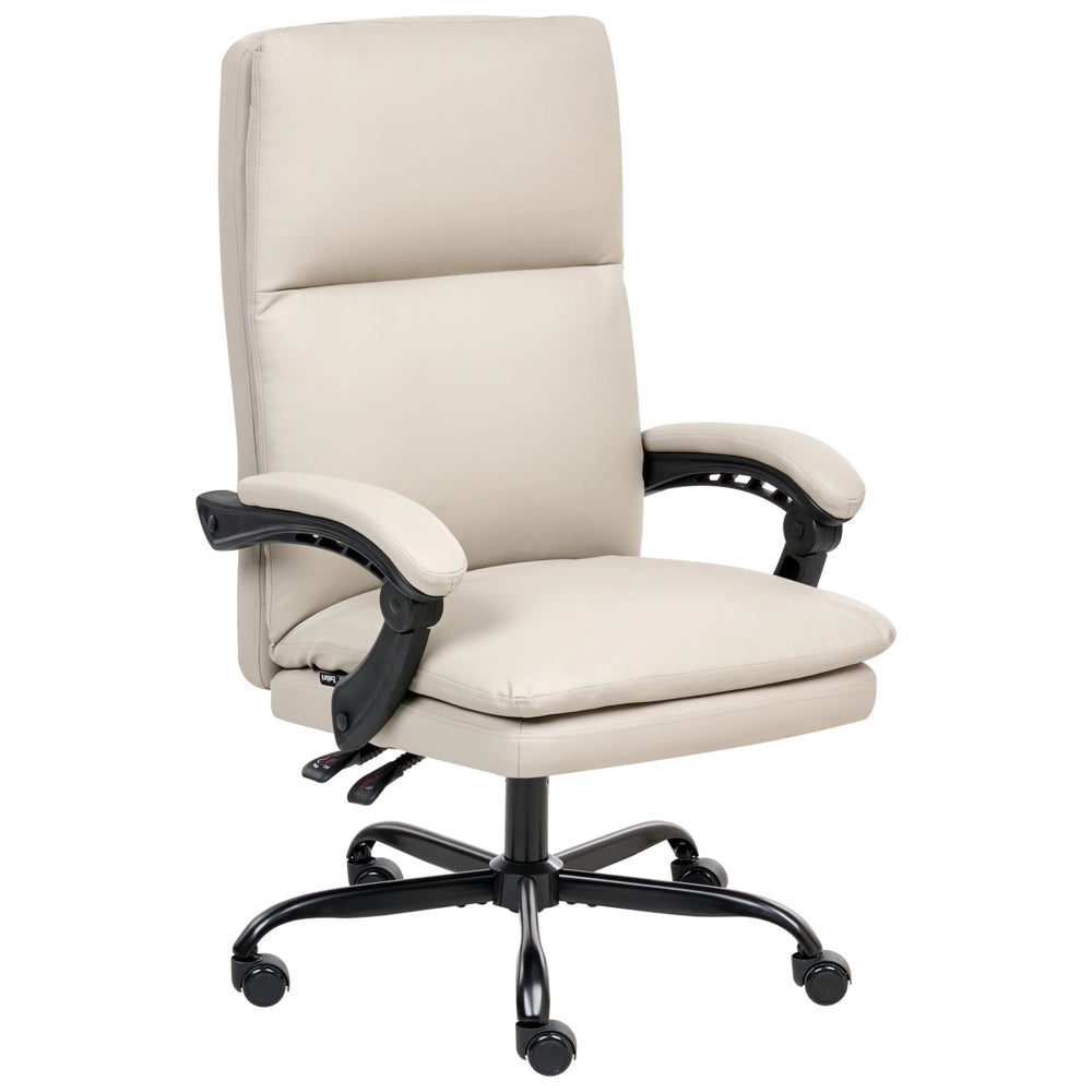Sedia da ufficio direzionale Beige Chiaro Rivestimento in ecopelle Regolazione dell'altezza della seduta Imbottitura girevole