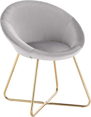 1x Sedie sala da pranzo Sedie cucina moderne poltrona, Adatte per Sala pranzo Soggiorno, Camera da Letto, Schienale, Tessuto di velluto, Oro Metallo, Grigio Chiaro BH217hgr-1