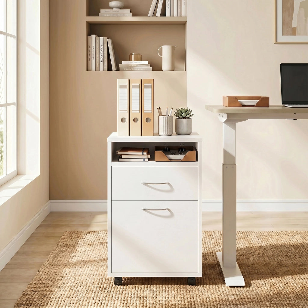 Cassettiera da Ufficio con Ruote ¨C Zephmum ¨C Bianco 40x35x60 cm