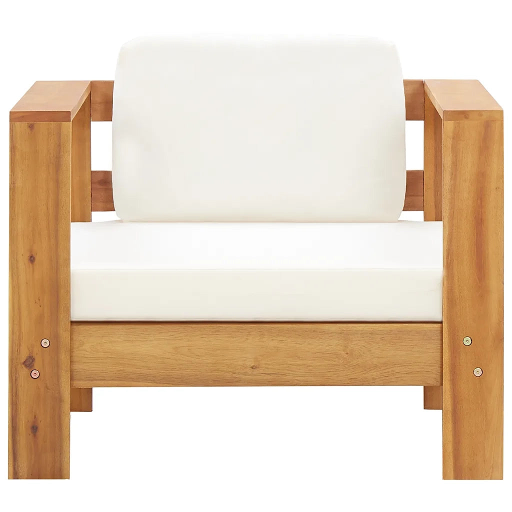 Sedia da Giardino con Cuscino Crema in Legno Massello di Acacia 47272