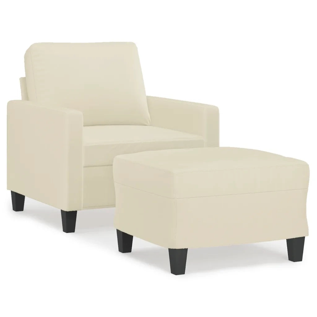 Poltrona con Poggiapiedi Crema 60 cm in Similpelle 3201020