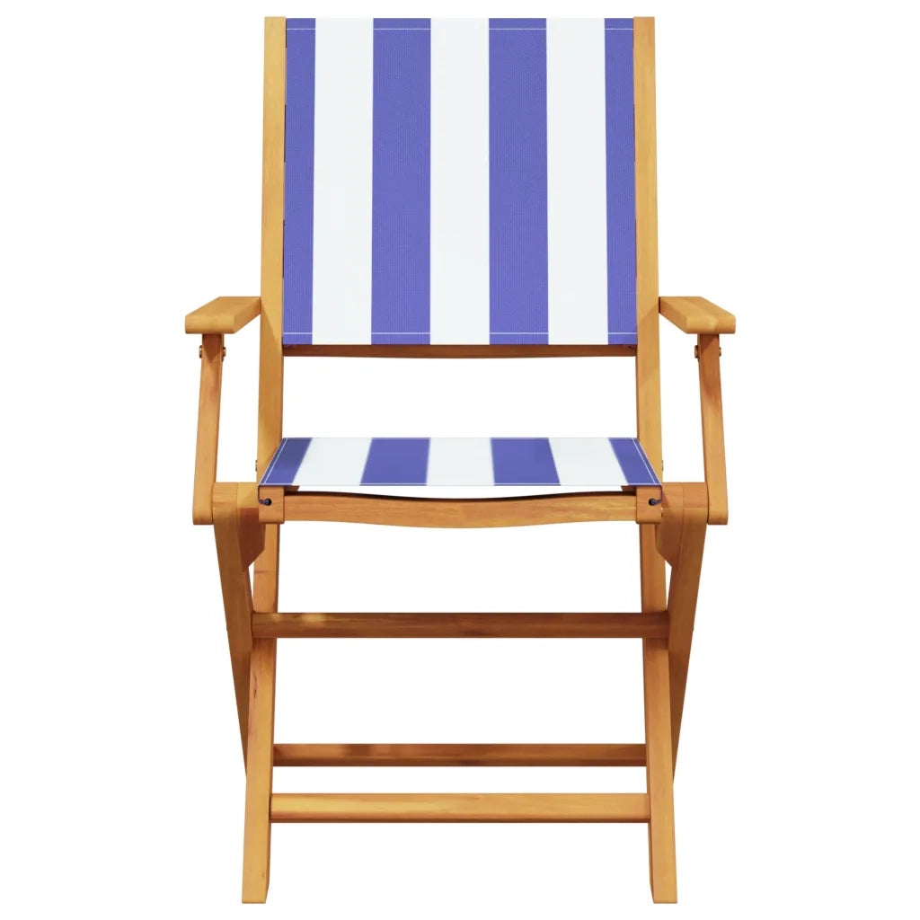 Sedie Giardino 2pz Blu e Bianco Legno Massello Acacia e Tessuto 367674