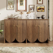 Credenza Legno Noce ¨C MINIMAL ¨C 4 Ante, Ripiani Regolabili, 147x40x80 cm