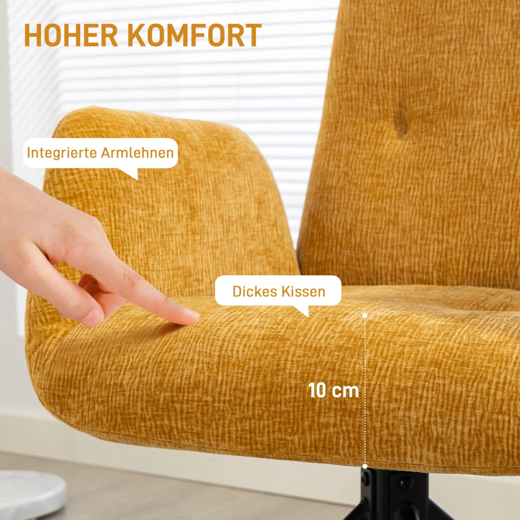 Poltrona girevole moderna ¨C Xylo ¨C tessuto giallo, fino a 120 kg