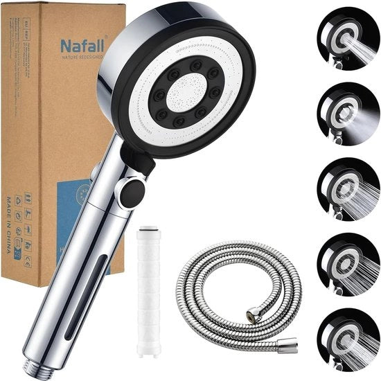 Douchekop con 1,5 m Slang - Efficace nell'uso dell'acqua - Acciaio inox - 1 pezzo
