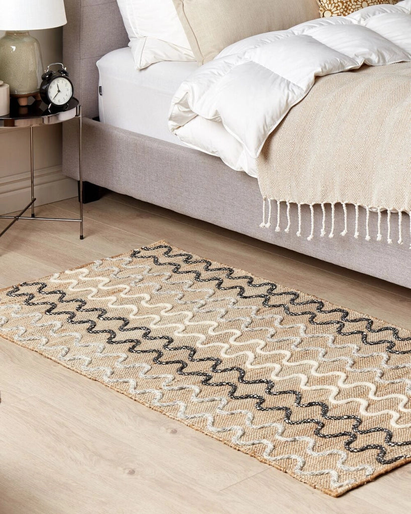 Tappeto Area Beige Juta Motivo geometrico 80 x 150 cm Rustico Boho